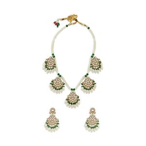 Ensemble collier ras du cou et boucles d'oreilles perles vertes Kundan pour femmes indiennes bijoux pour mariage fête bouddhiste religieux - Product Image 4