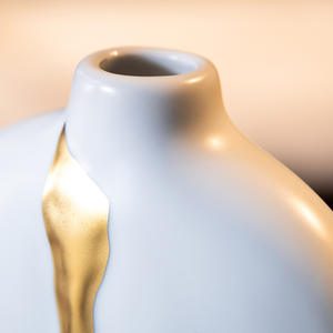 Moderno vaso in <span class=keywords><strong>ceramica</strong></span> bianca placcato in oro artistico a bocca piccola per ornamenti decorativi per la casa - Product Image 6