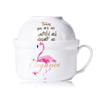 Bol à nouilles en céramique blanche, vente en gros, tasse à porridge en grès, mug instantané, tasse à ramen, mignon, non toxique, sans plomb ni cadmium, design japonais Sakura