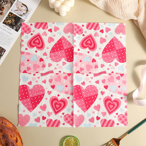 Printed Paper Napkins 33x33cm Romantic Heart Design Valentine'S Day Party Decorations Disposable Tableware - Product Image 3