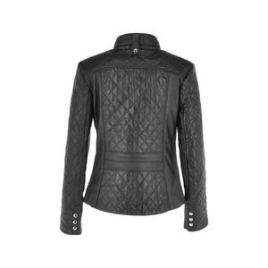 Chaquetas de Carreras Personalizadas de Color Negro, Chaquetas Cortas de Cuero Genuino para Motociclismo Casual, Chaquetas de Cuero para Mujer - Product Image 2