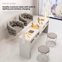 Ensemble table et chaise à ongles en bois multifonctionnel - Utilisation simple/double, luxe, tendance, minimaliste, moderne, options personnalisables