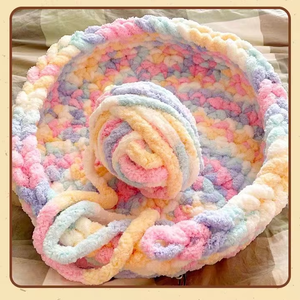 Macio Confortável Chunky <span class=keywords><strong>Chenille</strong></span> Fios Knit Pet Cama Crochet Handmade Cama Cães Gatos Cama <span class=keywords><strong>Chenille</strong></span> Fios Knit