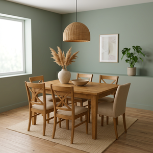 Ensemble de salle à manger scandinave en bois, table et chaises 6 places, meubles modernes faits à la main pour la maison et l'hôtel - Product Image 3