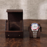 Étui de montre en cuir de luxe personnalisé et boîte de voyage avec grande capacité, design hexagonal, finition Crazy Horse - Cadeau pour lui
