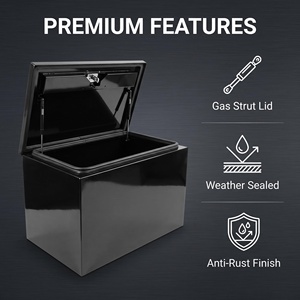 Glossy Black Anti-Rust Anti-Theft Industrial <b>Metal</b> Storage <b>Box</b>, Flip Lid with Support Rod, Sealed Dustproof Waterproof Steel Cas - Product Image 3
