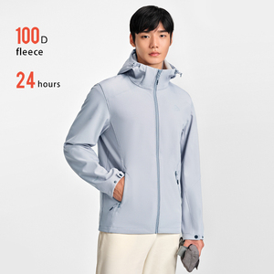 PELLIOT Wholesale Men Casual Soccer Waterproof Hooded Fleece <strong>Lined</strong> Outdoor Warm Soft Shell Jacket <strong>Coat</strong> - Product Image 2