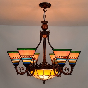 Lustre à plusieurs têtes de style Tiffany Pendentif en <span class=keywords><strong>vitrail</strong></span> vintage Plafonnier en cristal moderne Éclairage élégant <span class=keywords><strong>pour</strong></span> la salle - Product Image 1