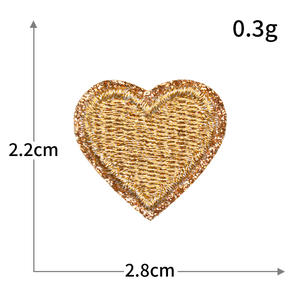 ミニピーチハート型刺繍スターパッチ衣服用コンピュータ刺繍環境にやさしい接着布装飾パッチ - Product Image 6