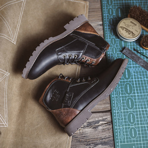 Nouvelles bottes en PU à lacets pour hommes, style rétro britannique, mode, cheville, imperméables, confortables, semelle durable, légères, respirantes, bout pointu - Product Image 2