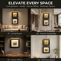 Cadre photo carré LED rétroéclairé Art Déco, passe-partout interchangeable, métal gris foncé, pour œuvre d'art personnalisée, décoration murale de chambre