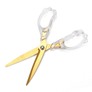 Lu Ban's Work Gold Plated Transparent Handle Office Scissors 0199 Multi Purpose Home Use - Product Image 2