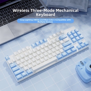 2.4G không dây Bluetooth Ba chế độ Bàn Phím Cơ 87 phím 19 loại hiệu ứng ánh sáng chơi trò chơi trơn tru - Product Image 4