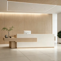 Comptoir d'accueil minimaliste avec rangement pour bureaux commerciaux, halls d'hôtels, immeubles de bureaux et centres commerciaux