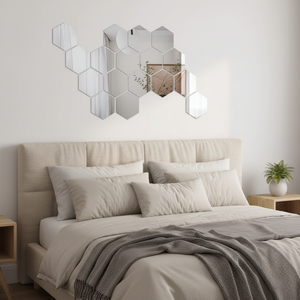 Hexagonal <b>Decorative</b> Mirror Surface Three-dimensional Creative Acrylic Background <b>Wall</b> Entrance <b>Wall</b> <b>Sticker</b> Mirror <b>Wall</b> <b>Sticker</b> - Product Image 2
