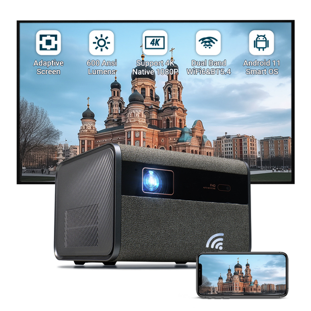 Hotack L015 Smart Android TV Projecteur HD 1080p Home Theater Video Proyector Portable Mini  4K Projector