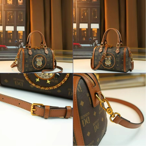 กระเป๋าถือแฟชั่นสไตล์เรโทรลายพิมพ์ตัวอักษรรูปนกฮูกประดับหมุดสำหรับผู้หญิง - Product Image 5