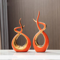 Accessoires de décoration intérieure de style contemporain, uniques et luxueux, personnalisables, ornements en céramique émaillée plaquée or noir pour la maison