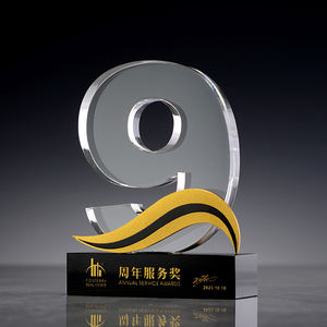 รางวัลถ้วยรางวัลคริสตัลบริษัทฉลองครบรอบปีรางวัลที่กำหนดเองที่ระลึกถึงบริการพนักงานที่โดดเด่น - Product Image 2