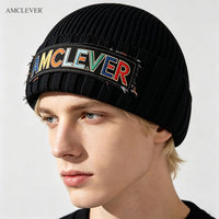 AMCLEVER 2026 Bonnet en tricot d'hiver coupe-vent chaud pour hommes et femmes, idéal pour la course, le cyclisme et les sports, casquette décontractée anti-froid, logo personnalisé OEM