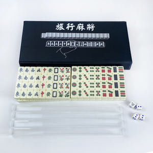 مخصص تخفيضات هائلة على طقم mahong صغير محمول للسفر في الصين من العاج Topaz أخضر أبيض Mahjong مع رفوف ونزير - Product Image 2