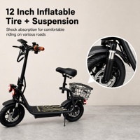 Trottinette électrique intelligente pliable et étanche pour adulte, prix usine, avec siège et panier, batterie lithium 48V 8Ah, moteur brushless 500W, autonomie 25-30km