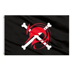 Pirate Flag 3x5' 100% Polyester Fabric with Double Seam Hems and Two Brass Washers