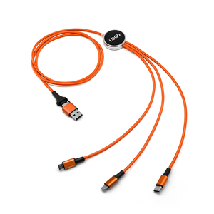 <span class=keywords><strong>Precio</strong></span> barato portátil Micro tipo C Cable largo 5 en 1 3A carga de datos rápida con logotipo LED chaqueta de nailon multifunción 5 en 1 - Product Image 1