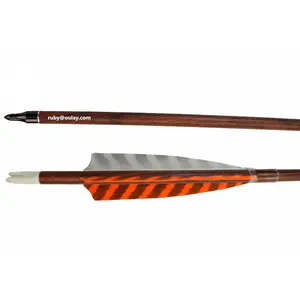 Different red wood grain carbon arrows manufacturer archery supplier with logo and spine number on shafts