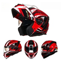 Casque de moto modulaire intégral certifié DOT - Conception rabattable avec visière double pour adultes hommes et femmes