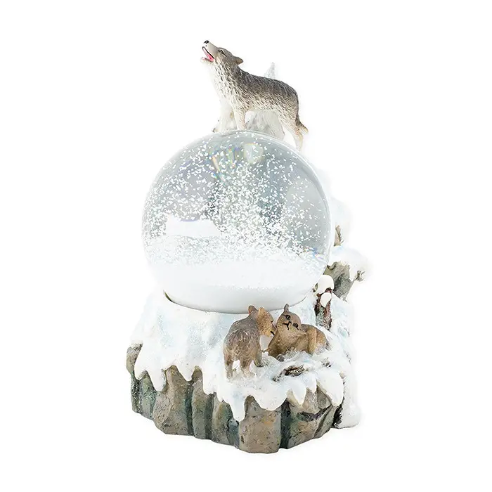 Novelty Howling Wolf Snow Globe Wolves Ornament Waterball 