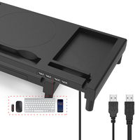 Support d'écran d'ordinateur pliable multifonctionnel avec chargeur USB, tiroir et support pour casque