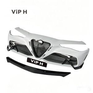 Paraurti Anteriore <span class=keywords><strong>Alfa</strong></span> <span class=keywords><strong>Romeo</strong></span> Giulia GTAm con <span class=keywords><strong>Logo</strong></span>, Facile Installazione, Kit Carrozzeria in Fibra di Carbonio - Finitura Nera Lucida, Miglioramento delle Prestazioni - Product Image 2