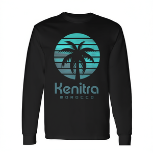 T-shirt a maniche lunghe Kenitra Marocco con design a palme tropicali, abbigliamento unisex - Product Image 2