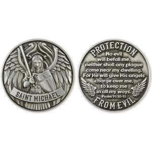Arcángel St Michael Challenge Coin Antique Silver Plated Protection Souvenir Moneda conmemorativa coleccionable - Product Image 4