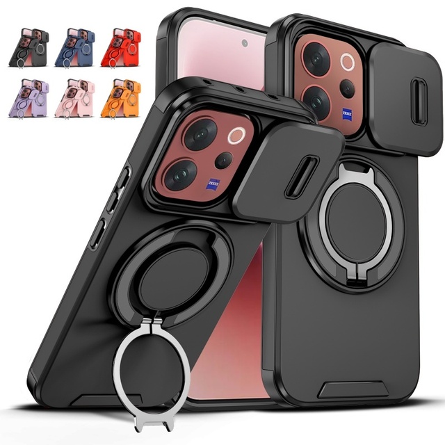 Armor Magnetic Card Holder 360 Bracket Case for vivo V70 / S50 Slide Camera Shockproof Cover