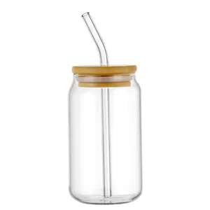 1pc 12oz Small Cute Glass Cups With Lids And Straws, Back To