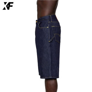 XUFEI原创复古设计师OEM定制男士原边宽松牛仔短裤深靛蓝日本原边牛仔布短裤男 - Product Image 2