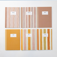 Ensemble de carnets de planification A5 personnalisés de 12 mois avec boîte, multiples motifs rayés pastel doux, idéal pour les notes, la planification, le journal quotidien