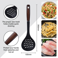 Cuillère écumoire de cuisine en silicone antiadhésive, résistante à la chaleur, sans BPA, grande cuillère ajourée pour égoutter et frire (ODM)