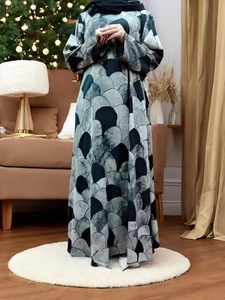2025 nouvelle impression robes longues femmes sweat à capuche zippé Abaya vêtements femmes vêtements islamiques femmes fabricants robe musulmane - Product Image 3