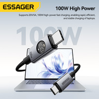 Cable USB-C a USB-C ESSAGER ES-X89 con Pantalla LED, Trenzado, para Teléfono y Laptop, 5A PD 100W, Carga Rápida, Cable de Datos USB-C para iPhone y Samsung