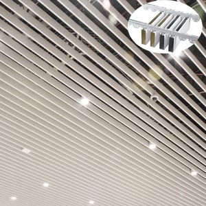 Design moderno <span class=keywords><strong>quadrato</strong></span> deflettore a griglia sistema di legno grano in alluminio soffitto per centro commerciale funzione ignifuga facile installazione - Product Image 4