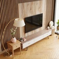 Mueble de TV Minimalista Moderno de Madera Maciza, Consola Flotante para Equipos Multimedia, Diseño Personalizable para Sala de Estar/Apartamento, Compatible con Muebles para el Hogar