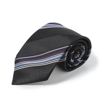 Classique soie belle rayure noire cravate poche carré tissu boutons de manchette luxe qualité cadeau boîte 3 pièces cravate ensemble pour hommes magasin