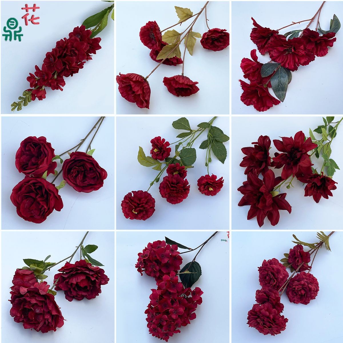 Direct-Selling Wholesale Beautiful Burgundy Silk Artificial Flowers Retro Wedding Gardening Decoration for Mother's Day