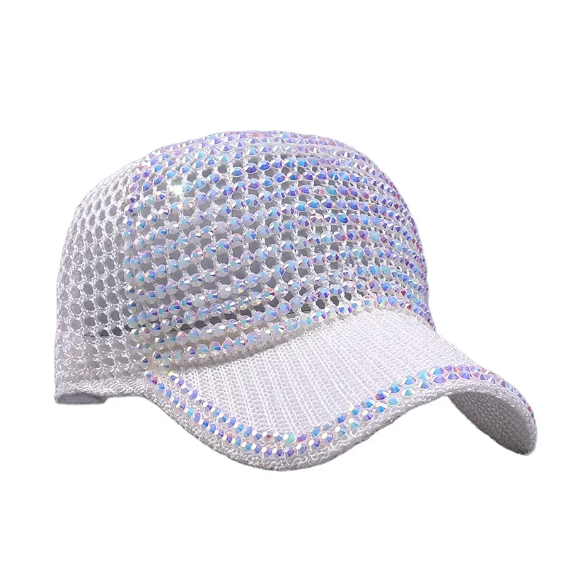 고품질 Blingbling 다이아몬드 야외 중공 크리스탈 트럭 모자 라인 석 야구 모자