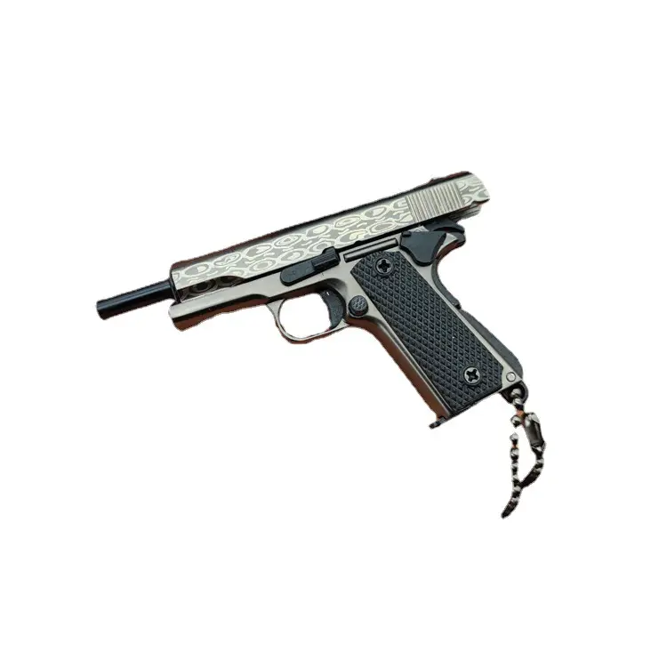 Wholesale1:3 pistolet porte-clés en métal motif damas pistolet couleur 1911 porte-clés pistolet à air comprimé en métal