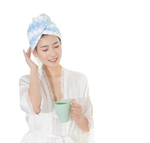 Ensemble de 3 serviettes pour cheveux en microfibre rayées <span class=keywords><strong>Good</strong></span> Nite, séchage rapide, super absorbantes, avec bouton, pour cheveux bouclés ou longs, usage domestique - Product Image 2