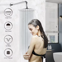 Pomme de douche à angle réglable de 23cm-Douche de pluie moderne en plastique ABS chromé mur rond fixe facile à installer pour salle de bain (Offre Spéciale)